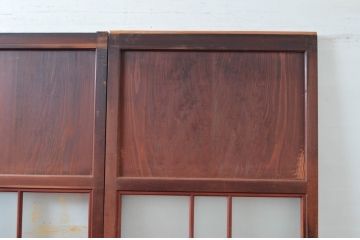 アンティーク建具　落ち着いた和の空間を演出するガラス帯戸3枚セット(引き戸、板戸)(R-082558)