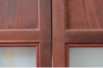 アンティーク建具　落ち着いた和の空間を演出するガラス帯戸3枚セット(引き戸、板戸)(R-082558)