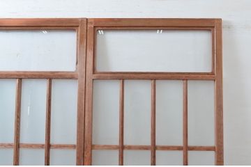 アンティーク建具　使いこまれた木が味わい深い玄関戸3枚セット(引き戸、ガラス戸)(R-082559)