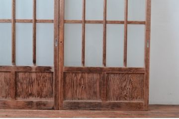 アンティーク建具　使いこまれた木が味わい深い玄関戸3枚セット(引き戸、ガラス戸)(R-082559)