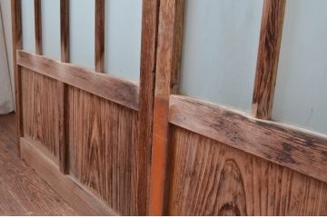 アンティーク建具　使いこまれた木が味わい深い玄関戸3枚セット(引き戸、ガラス戸)(R-082559)
