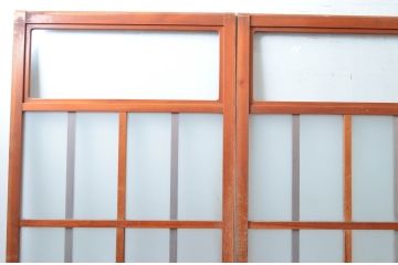 アンティーク建具　使いこまれた木が味わい深い玄関戸3枚セット(引き戸、ガラス戸)(R-082559)