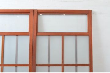 アンティーク建具　使いこまれた木が味わい深い玄関戸3枚セット(引き戸、ガラス戸)(R-082559)
