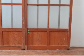アンティーク建具　使いこまれた木が味わい深い玄関戸3枚セット(引き戸、ガラス戸)(R-082559)