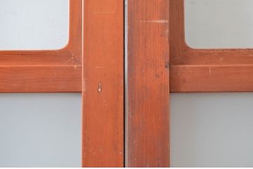 アンティーク建具　使いこまれた木が味わい深い玄関戸3枚セット(引き戸、ガラス戸)(R-082559)