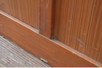アンティーク建具　使いこまれた木が味わい深い玄関戸3枚セット(引き戸、ガラス戸)(R-082559)