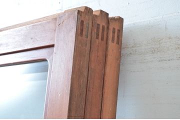 アンティーク建具　使いこまれた木が味わい深い玄関戸3枚セット(引き戸、ガラス戸)(R-082559)