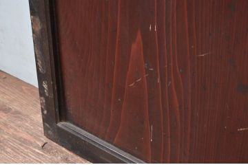 アンティーク建具　赤みがかった色合いが上質な和の雰囲気を演出するガラス帯戸1枚(引き戸、板戸)(R-082561)
