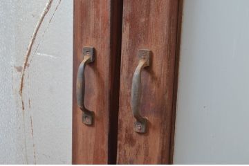 アンティーク建具　レトロな空間づくりおすすめな両開き窓2枚セット(1対、扉、ガラス戸、ガラス扉)(R-082562)