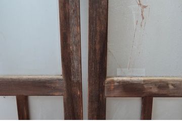 アンティーク建具　レトロな空間づくりおすすめな両開き窓2枚セット(1対、扉、ガラス戸、ガラス扉)(R-082562)