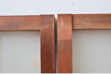 アンティーク建具　どこか懐かしい雰囲気感じるレトロな両開き窓1対2枚セット(扉、ガラス戸、ガラス扉)(R-082563)
