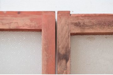アンティーク建具　大正ロマンな雰囲気を醸し出すダイヤガラス入りの窓2枚セット(ガラス戸、引き戸)(R-082564)