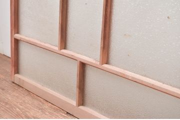 アンティーク建具　大正ロマンな雰囲気を醸し出すダイヤガラス入りの窓2枚セット(ガラス戸、引き戸)(R-082564)
