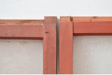 アンティーク建具　大正ロマンな雰囲気を醸し出すダイヤガラス入りの窓2枚セット(ガラス戸、引き戸)(R-082564)