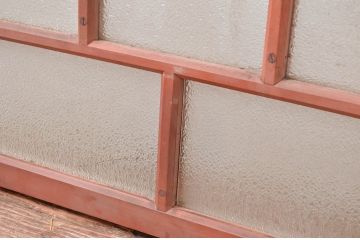 アンティーク建具　大正ロマンな雰囲気を醸し出すダイヤガラス入りの窓2枚セット(ガラス戸、引き戸)(R-082564)