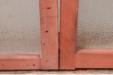 アンティーク建具　大正ロマンな雰囲気を醸し出すダイヤガラス入りの窓2枚セット(ガラス戸、引き戸)(R-082564)