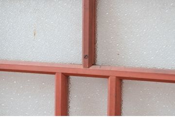 アンティーク建具　大正ロマンな雰囲気を醸し出すダイヤガラス入りの窓2枚セット(ガラス戸、引き戸)(R-082565)