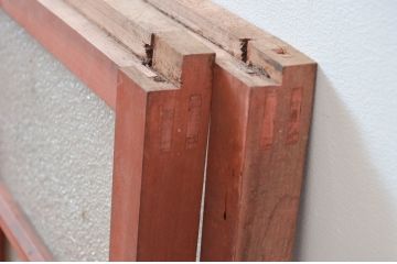 アンティーク建具　大正ロマンな雰囲気を醸し出すダイヤガラス入りの窓2枚セット(ガラス戸、引き戸)(R-082565)