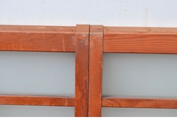  アンティーク建具　大正ロマン　色ガラス入りの窓2枚セット(ガラス戸、引き戸)(R-082566)