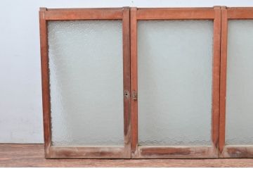  アンティーク建具　レトロな型ガラス入りの窓4枚セット(ガラス戸、引き戸)(R-082567)