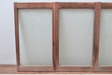  アンティーク建具　レトロな型ガラス入りの窓4枚セット(ガラス戸、引き戸)(R-082567)