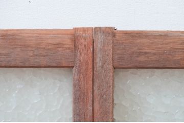  アンティーク建具　レトロな型ガラス入りの窓4枚セット(ガラス戸、引き戸)(R-082567)