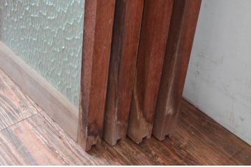  アンティーク建具　レトロな型ガラス入りの窓4枚セット(ガラス戸、引き戸)(R-082567)