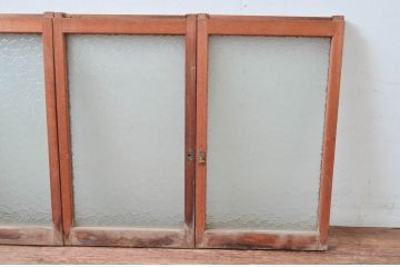 アンティーク建具　レトロな型ガラス入りの窓4枚セット(ガラス戸、引き戸)(R-082568)