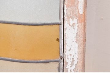 アンティーク建具　レトロな雰囲気が魅力のステンドグラス窓1枚(明り取り、明かり取り、ステンドガラス、ガラス欄間)(R-082569)