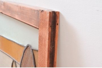 アンティーク建具　レトロな雰囲気が魅力のステンドグラス窓1枚(明り取り、明かり取り、ステンドガラス、ガラス欄間)(R-082569)