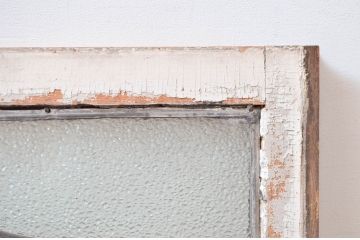アンティーク建具　レトロな雰囲気が魅力のステンドグラス窓1枚(明り取り、明かり取り、ステンドガラス、ガラス欄間)(R-082570)