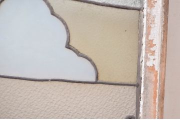 アンティーク建具　レトロな雰囲気が魅力のステンドグラス窓1枚(明り取り、明かり取り、ステンドガラス、ガラス欄間)(R-082570)