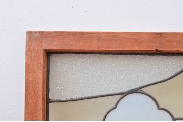 アンティーク建具　レトロな雰囲気が魅力のステンドグラス窓1枚(明り取り、明かり取り、ステンドガラス、ガラス欄間)(R-082570)