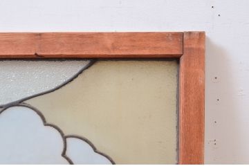 アンティーク建具　レトロな雰囲気が魅力のステンドグラス窓1枚(明り取り、明かり取り、ステンドガラス、ガラス欄間)(R-082570)