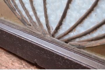アンティーク建具　レトロな雰囲気が魅力のステンドグラス窓1枚(明り取り、明かり取り、ステンドガラス、ガラス欄間)(R-082571)