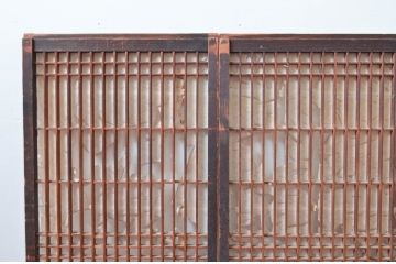 アンティーク建具　シンプルな佇まいが落ち着きのある空間を演出する障子入り書院戸3枚セット(障子戸、窓、引き戸)(R-082572)