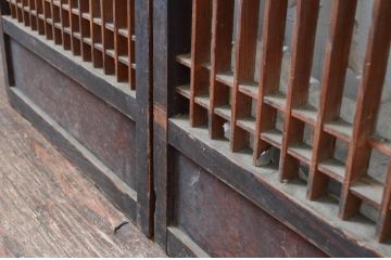 アンティーク建具　シンプルな佇まいが落ち着きのある空間を演出する障子入り書院戸3枚セット(障子戸、窓、引き戸)(R-082572)