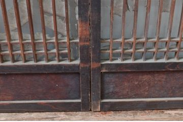 アンティーク建具　シンプルな佇まいが落ち着きのある空間を演出する障子入り書院戸3枚セット(障子戸、窓、引き戸)(R-082572)
