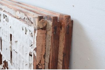 アンティーク建具　シンプルな佇まいが落ち着きのある空間を演出する障子入り書院戸3枚セット(障子戸、窓、引き戸)(R-082572)