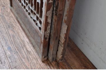 アンティーク建具　シンプルな佇まいが落ち着きのある空間を演出する障子入り書院戸3枚セット(障子戸、窓、引き戸)(R-082572)