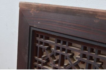 アンティーク建具　落ち着きのある雰囲気が魅力の組子入り障子欄間1枚(明り取り、明かり取り)(R-082573)