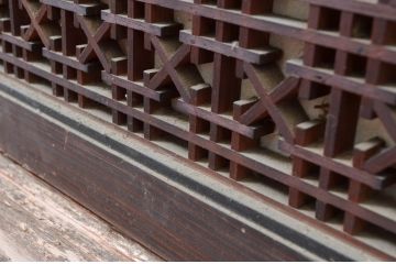 アンティーク建具　落ち着きのある雰囲気が魅力の組子入り障子欄間1枚(明り取り、明かり取り)(R-082573)