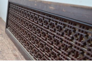 アンティーク建具　落ち着きのある雰囲気が魅力の組子入り障子欄間1枚(明り取り、明かり取り)(R-082573)