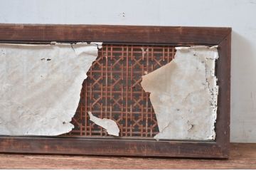 アンティーク建具　落ち着きのある雰囲気が魅力の組子入り障子欄間1枚(明り取り、明かり取り)(R-082573)