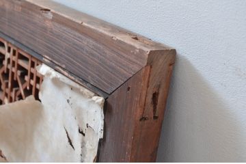 アンティーク建具　落ち着きのある雰囲気が魅力の組子入り障子欄間1枚(明り取り、明かり取り)(R-082573)