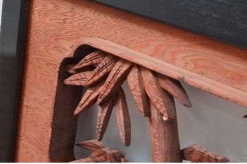 アンティーク建具　松竹　上質な和の空間を演出する彫刻欄間1枚(明かり取り、明り取り)(R-082574)