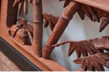 アンティーク建具　松竹　上質な和の空間を演出する彫刻欄間1枚(明かり取り、明り取り)(R-082574)