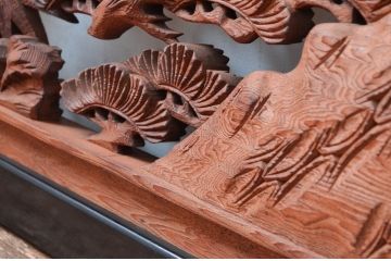 アンティーク建具　松竹　上質な和の空間を演出する彫刻欄間1枚(明かり取り、明り取り)(R-082574)