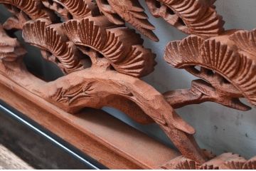 アンティーク建具　松竹　上質な和の空間を演出する彫刻欄間1枚(明かり取り、明り取り)(R-082574)
