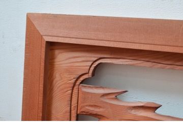 ビンテージ建具　鶴と松の図柄が魅力的な彫刻欄間2枚セット(明かり取り、明り取り、ヴィンテージ)(R-082576)